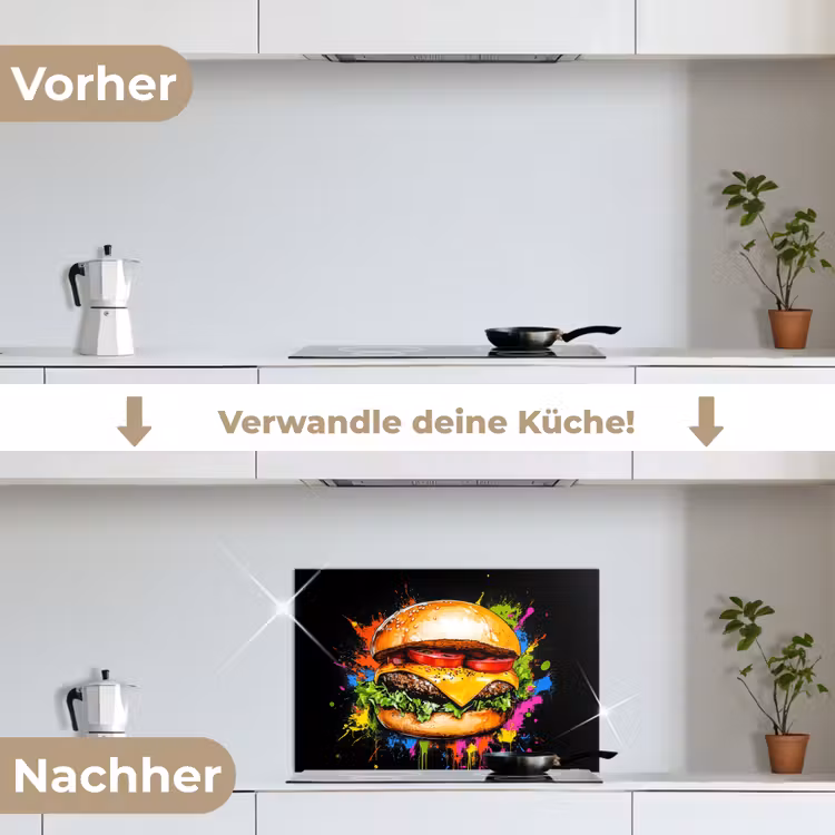 Spritzschutz Küche - Hamburger - Graffiti - Farbe - Bunt - Essen - Abstrakt — 7