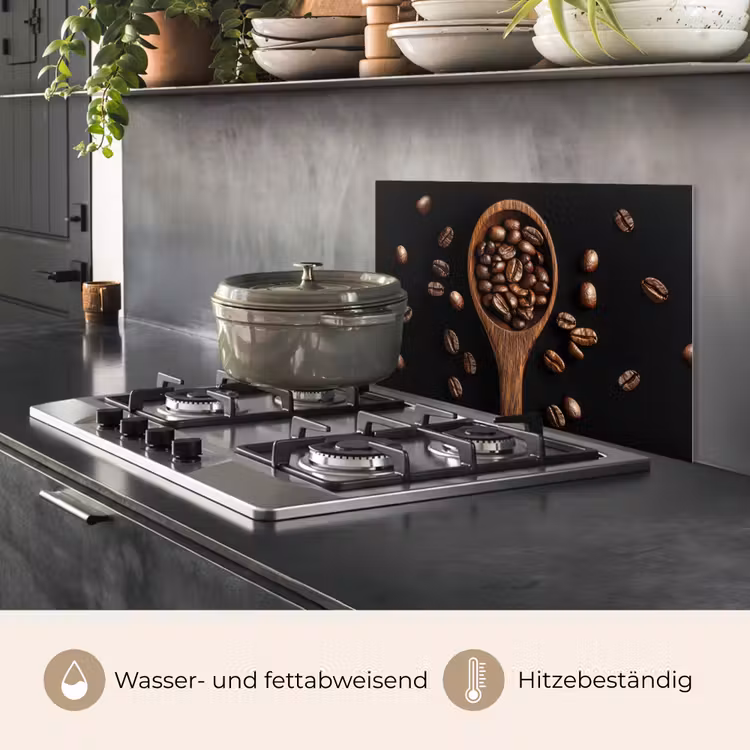 Spritzschutz Küche - Holz - Schwarz - Kaffeebohnen — 2
