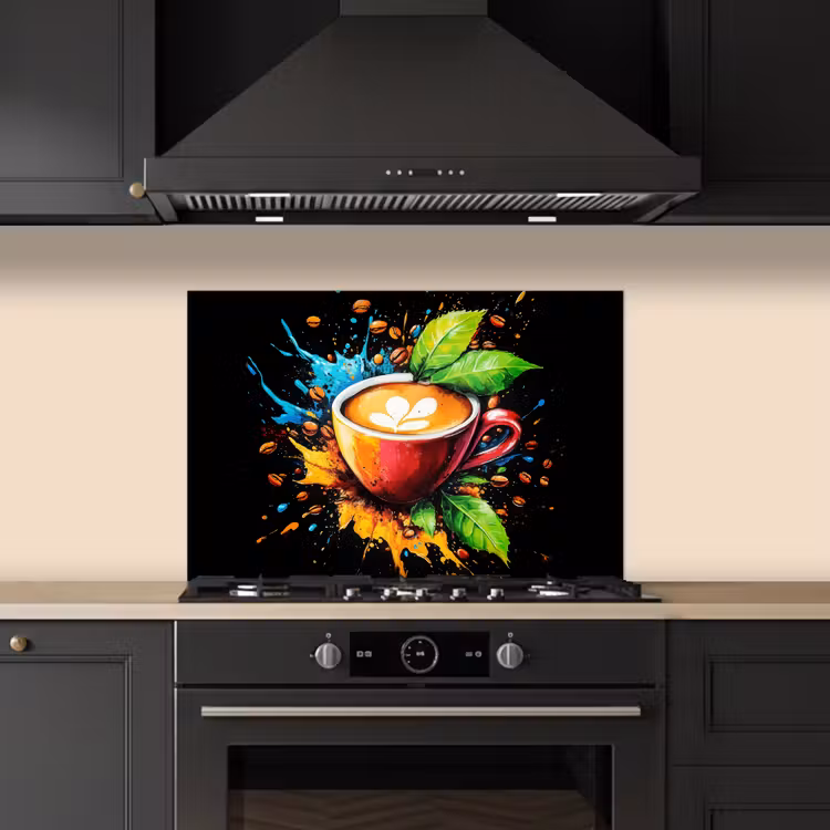 Spritzschutz Küche - Kaffee - Graffiti - Trinken - Abstrakt — 5