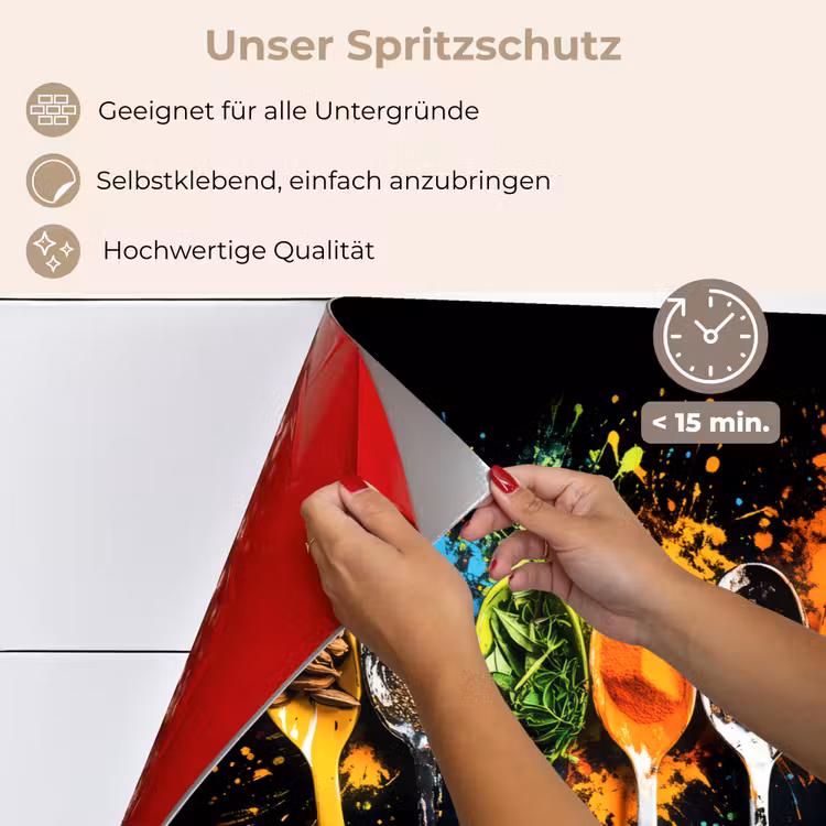 Spritzschutz Küche - Löffel - Gewürze - Modern - Graffiti - Farbe - Farbenfroh — 4