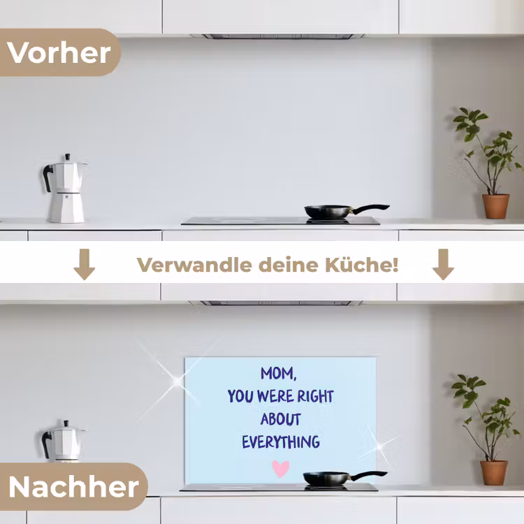Spritzschutz Küche - Mutter - Zitat - Blau — 7