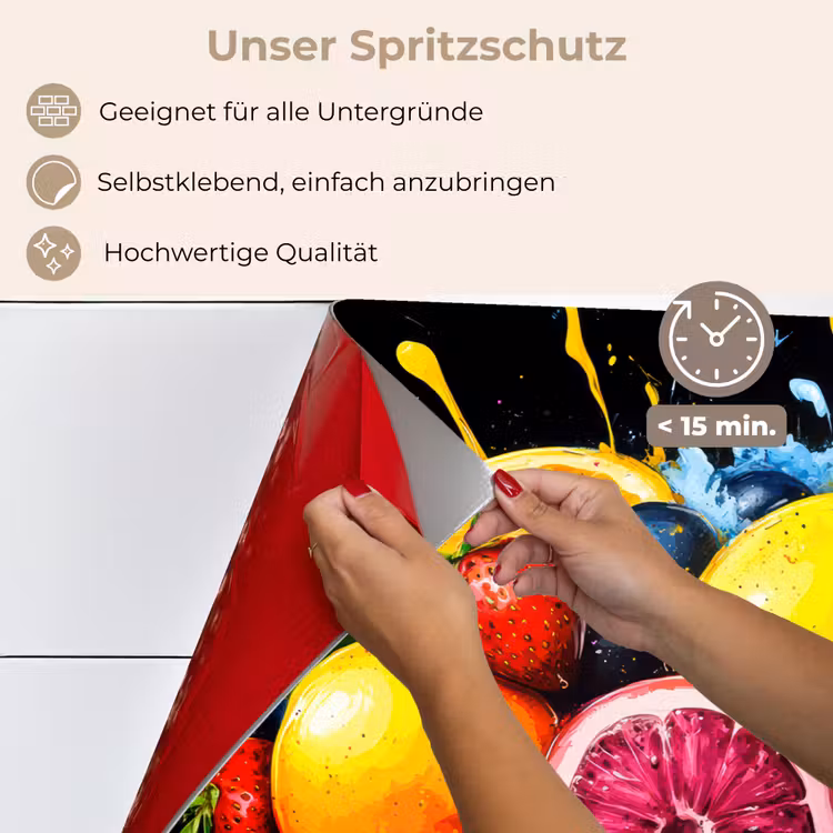 Spritzschutz Küche - Obst - Graffiti - Bunt - Orange - Erdbeere - Abstrakt — 4