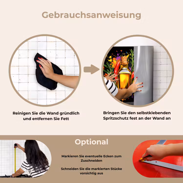 Spritzschutz Küche - Olivenöl - Graffiti - Pfeffer - Oliven - Modern — 6