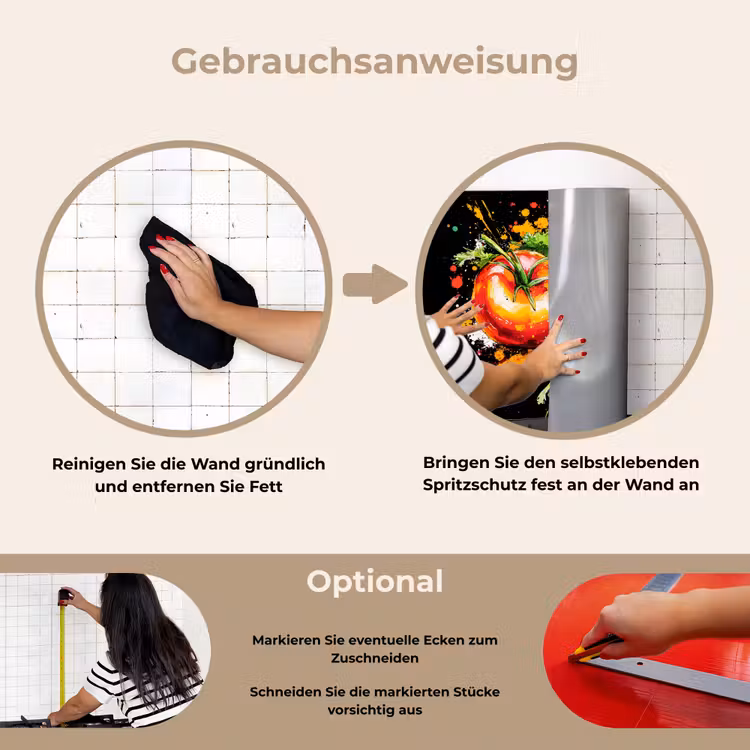 Spritzschutz Küche - Tomate - Avocado - Paprika - Graffiti - Farbe - Modern — 6