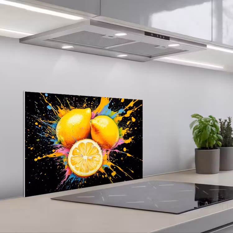 Spritzschutz Küche - Zitrone - Graffiti - Farbenfroh - Farbe - Modern — 1