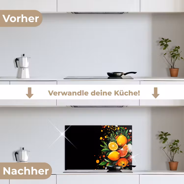 Spritzschutz Küche - Zitronen - Schwarz - Kräuter - Graffiti - Farbe — 7