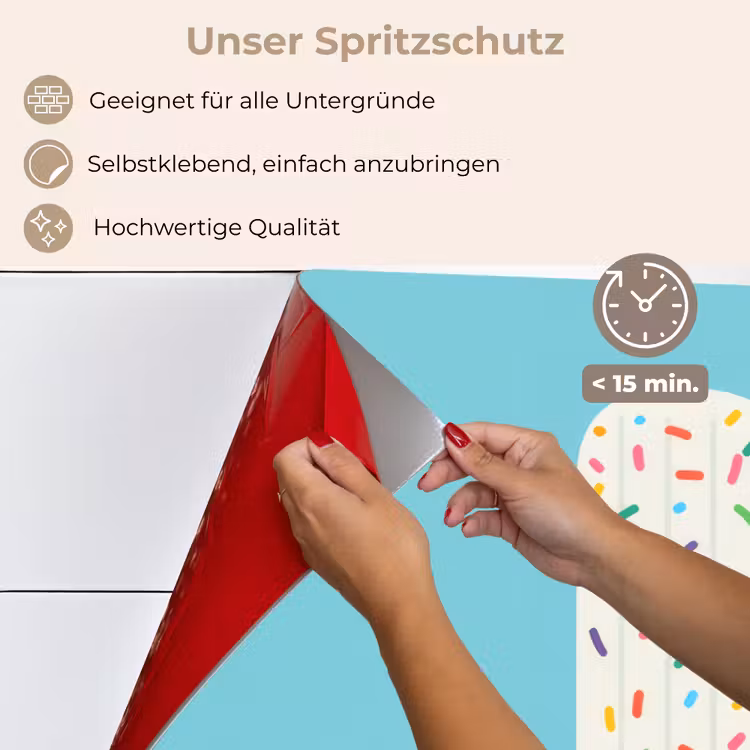 Spritzschutz Küche - Eiscreme - Stiel - Streusel - Hellblau — 4