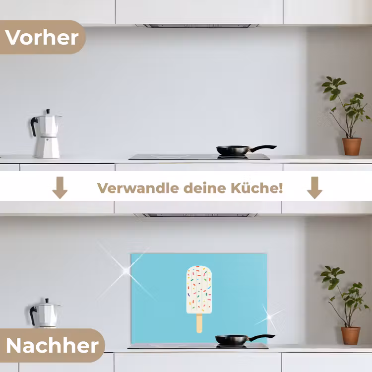 Spritzschutz Küche - Eiscreme - Stiel - Streusel - Hellblau — 7