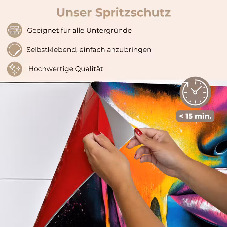 Spritzschutz Küche - Frau - Gesicht - Farbe - Künstlerisch — 4