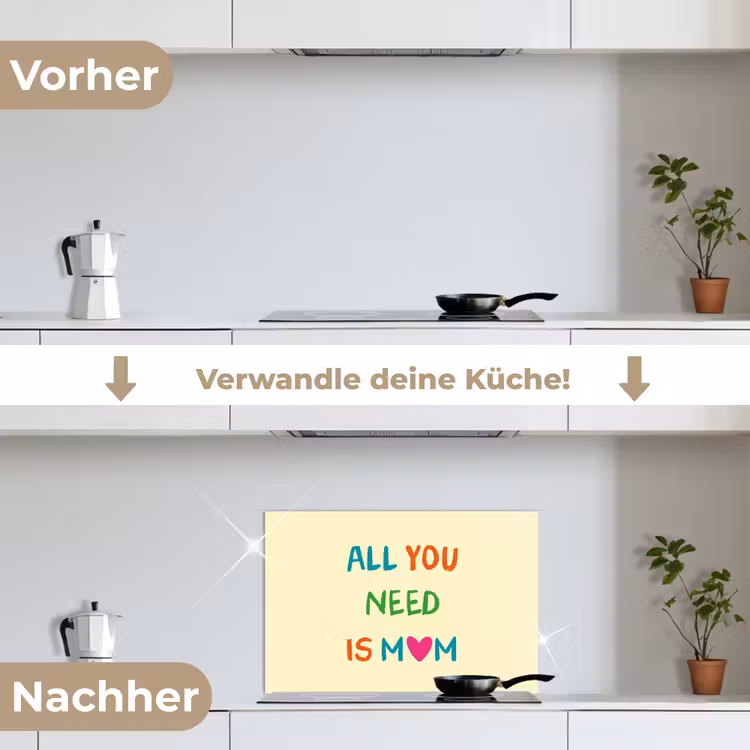 Spritzschutz Küche - Herz - Mutter - Text - Bunt — 7