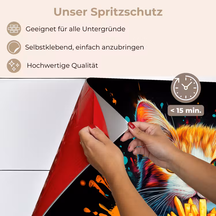 Spritzschutz Küche - Katze - Essen - Pommes frites - Graffiti - Abstrakt — 4