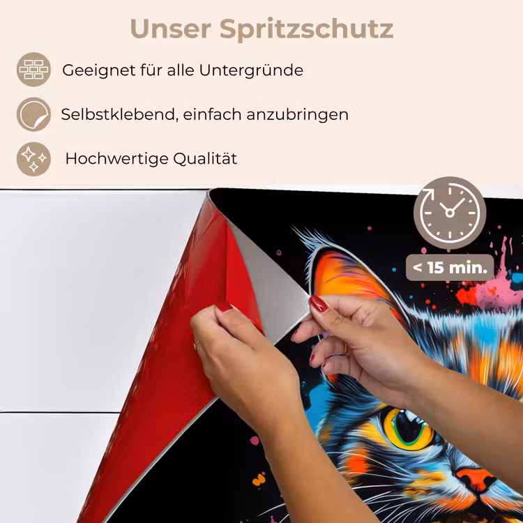 Spritzschutz Küche - Katze - Graffiti - Bunt - Waffel - Essen — 4