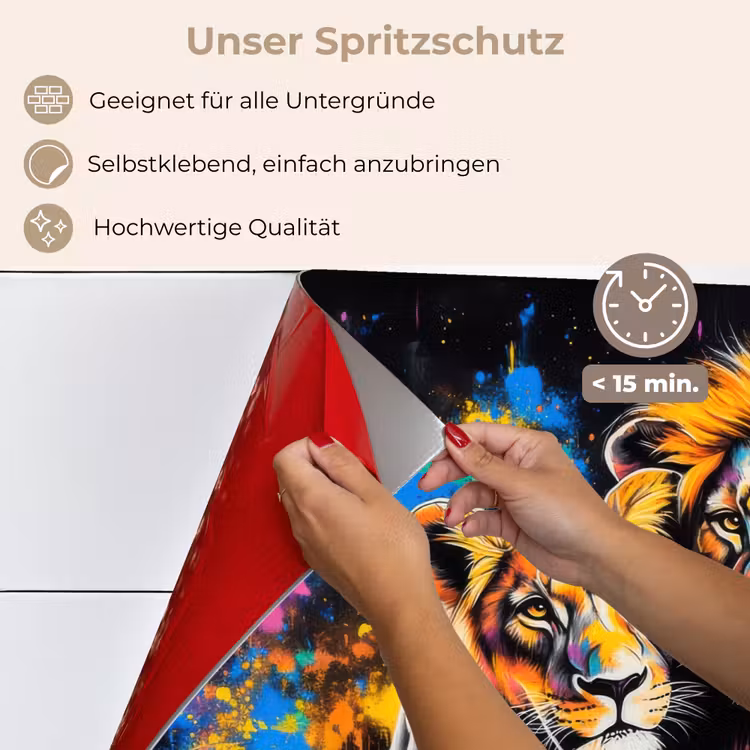 Spritzschutz Küche - Löwen - Malerei - Farben — 4