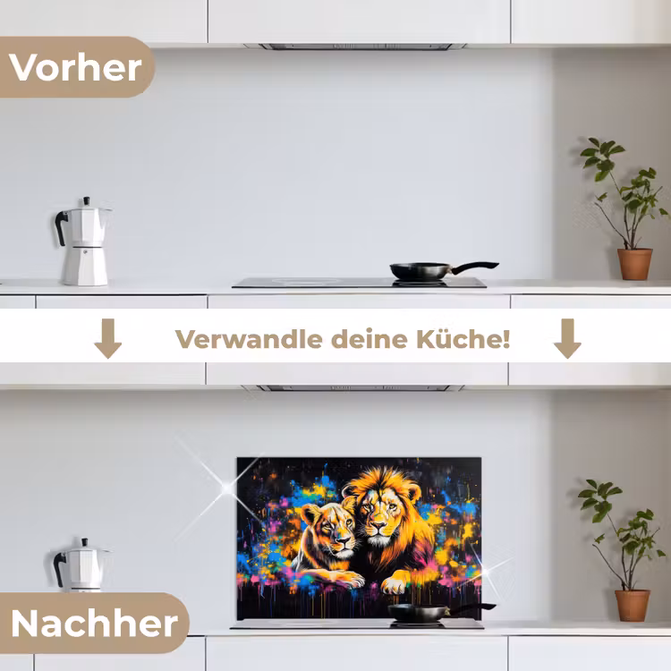 Spritzschutz Küche - Löwen - Malerei - Farben — 7