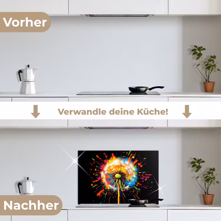 Spritzschutz Küche - Löwenzahn - Graffiti - Farbenfroh - Blumen - Natur — 7