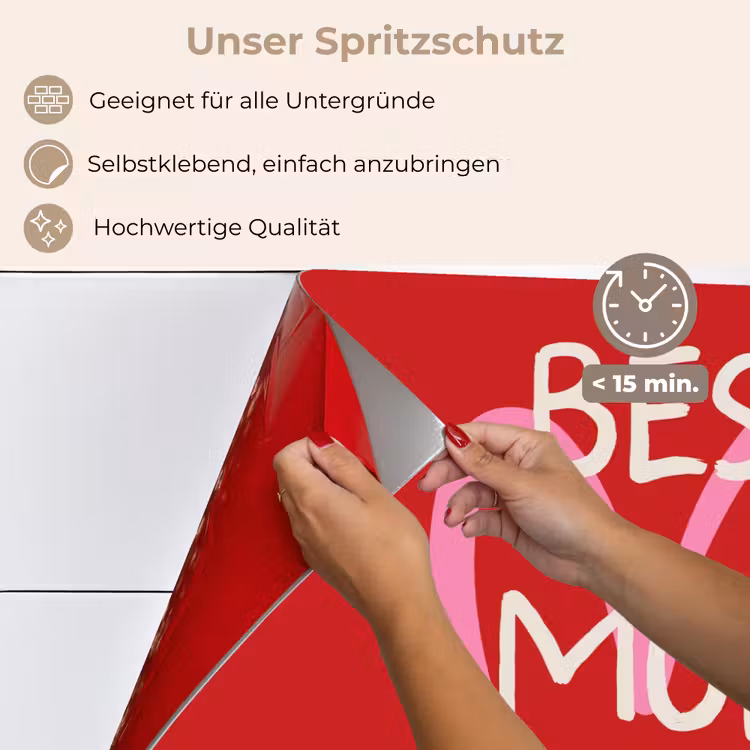 Spritzschutz Küche - Mutter - Zitat - Herz - Rot — 4