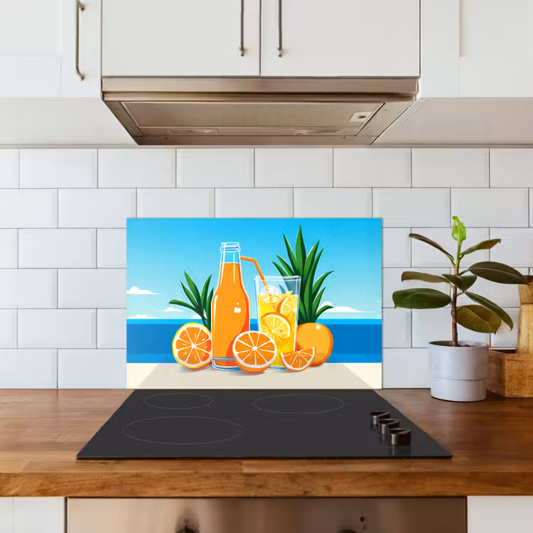 Spritzschutz Küche - Orangen - Eiswürfel - Meer - Illustration — 3