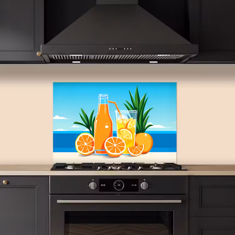 Spritzschutz Küche - Orangen - Eiswürfel - Meer - Illustration — 5