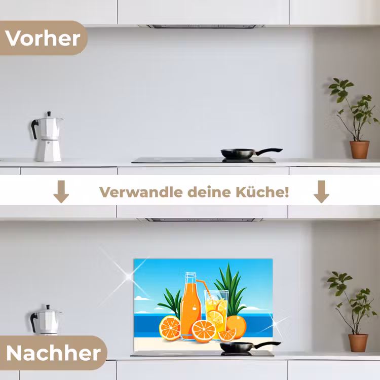 Spritzschutz Küche - Orangen - Eiswürfel - Meer - Illustration — 7