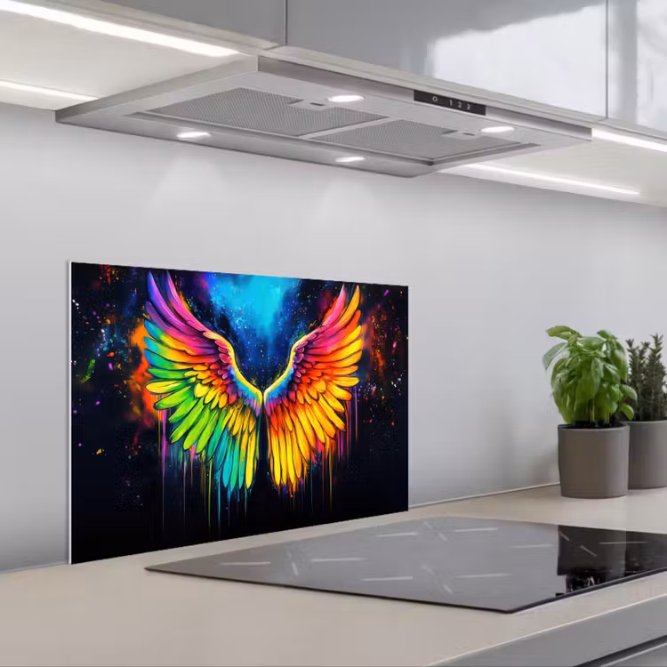 Spritzschutz Küche - Regenbogenfarben - Flügel - Magisch — 1