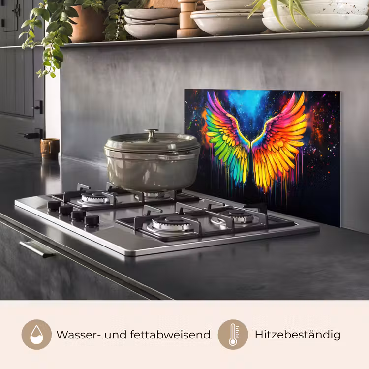 Spritzschutz Küche - Regenbogenfarben - Flügel - Magisch — 2