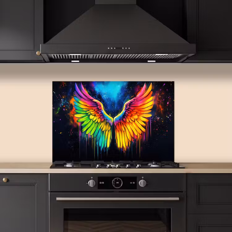 Spritzschutz Küche - Regenbogenfarben - Flügel - Magisch — 5
