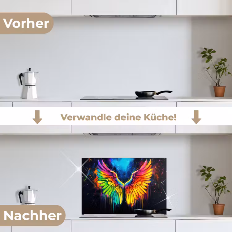 Spritzschutz Küche - Regenbogenfarben - Flügel - Magisch — 7