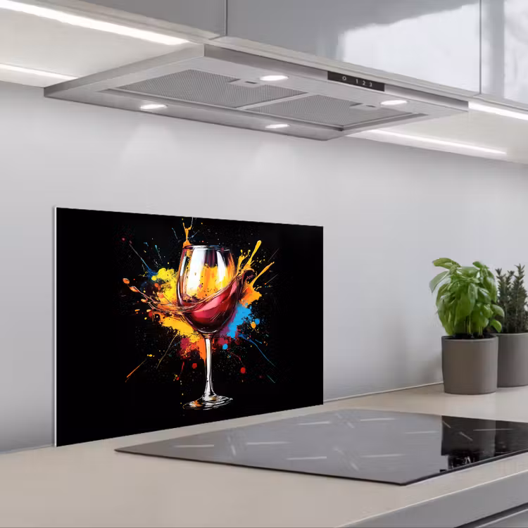 Spritzschutz Küche - Wein - Glas - Graffiti - Getränk - Rot - Farbe — 1