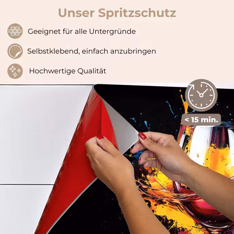 Spritzschutz Küche - Wein - Glas - Graffiti - Getränk - Rot - Farbe — 4