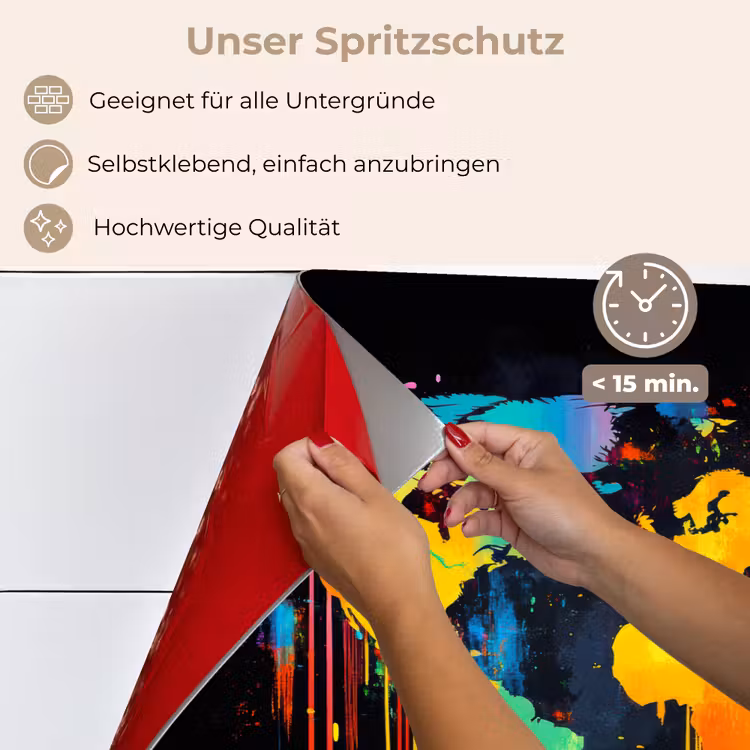 Spritzschutz Küche - Weltkarte - Farbe - Bunt - Graffiti - Welt — 4