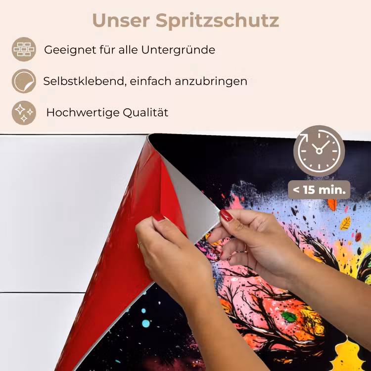 Spritzschutz Küche - Gesichter - Silhouetten - Bunt - Äste — 4