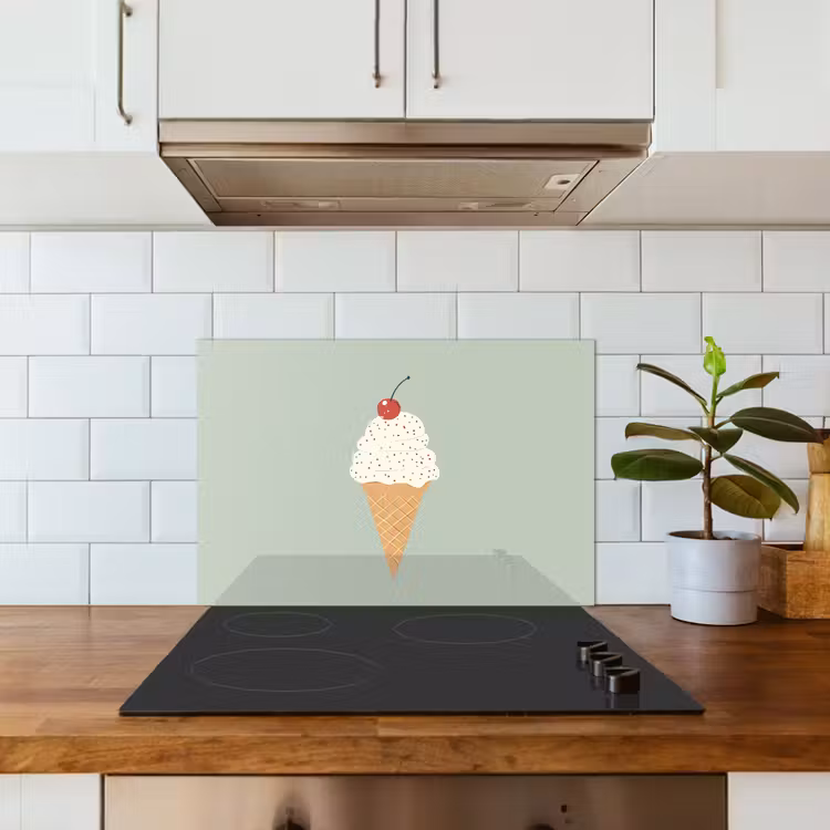 Spritzschutz Küche - Illustration - Eiscreme - Sprenkeln - Kirsche — 3