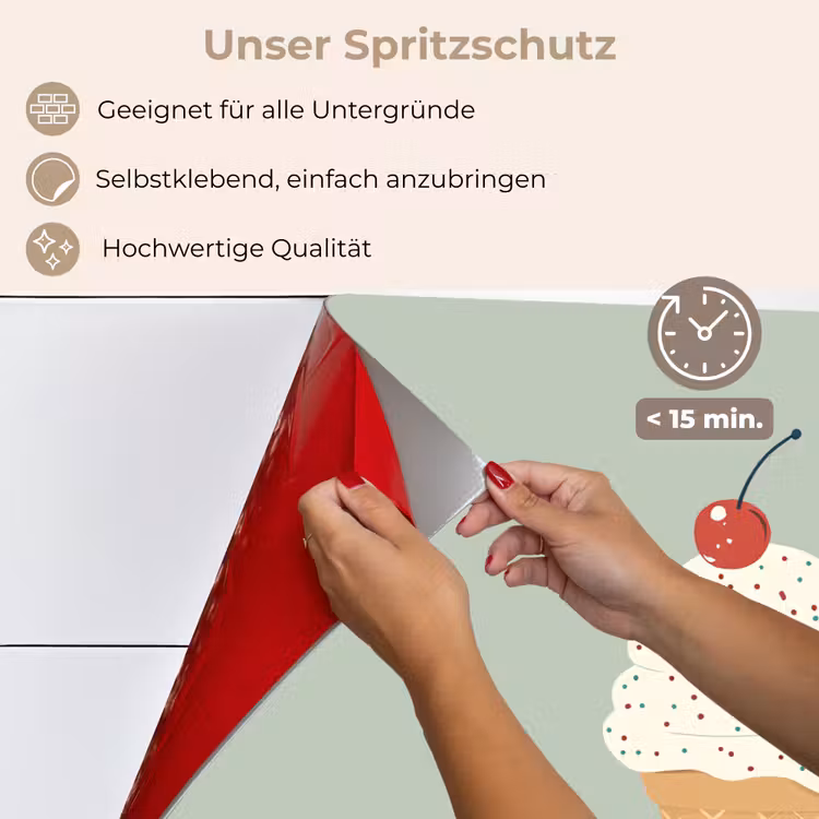 Spritzschutz Küche - Illustration - Eiscreme - Sprenkeln - Kirsche — 4