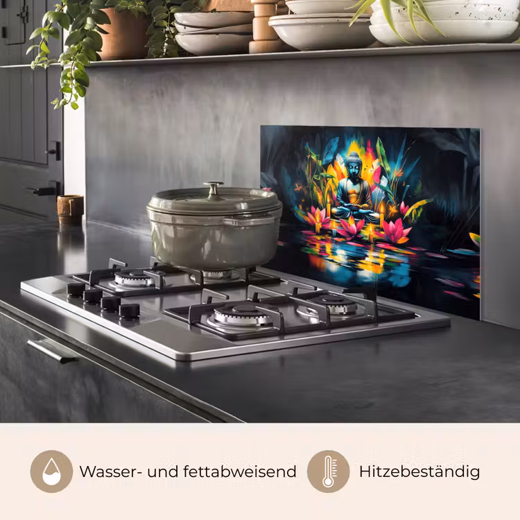 Spritzschutz Küche - Kerzen - Blumen - Buddha - Wasser — 2