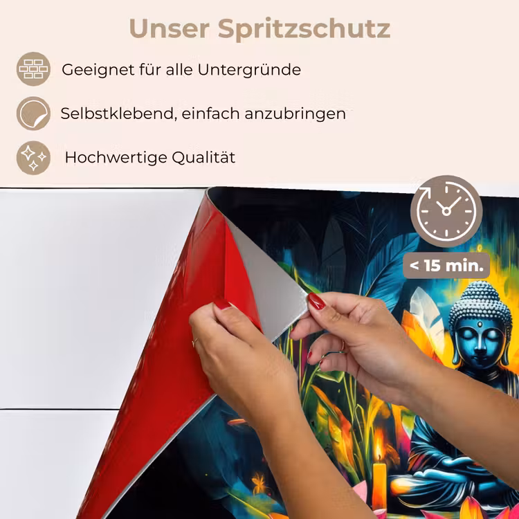 Spritzschutz Küche - Kerzen - Blumen - Buddha - Wasser — 4