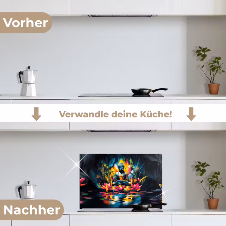 Spritzschutz Küche - Kerzen - Blumen - Buddha - Wasser — 7