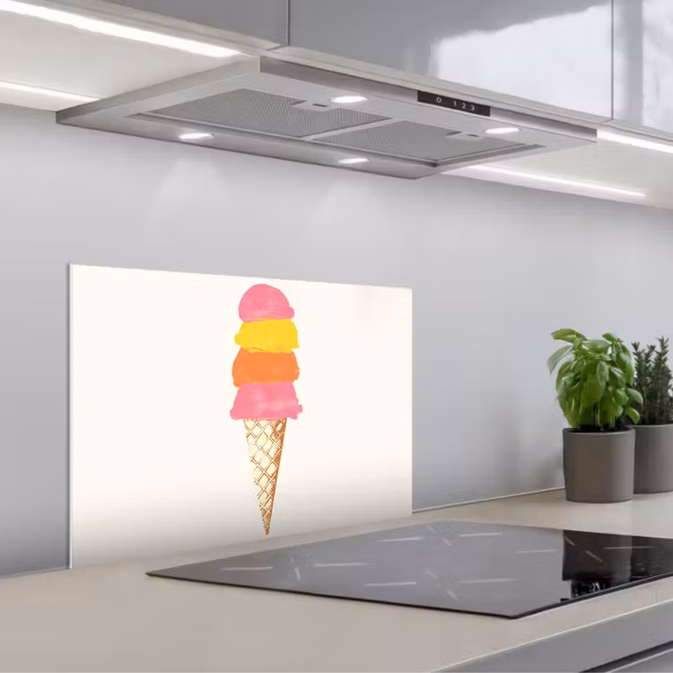 Spritzschutz Küche - Schaufel Eiscreme - Hörner - Illustration - Minimalistisch — 1