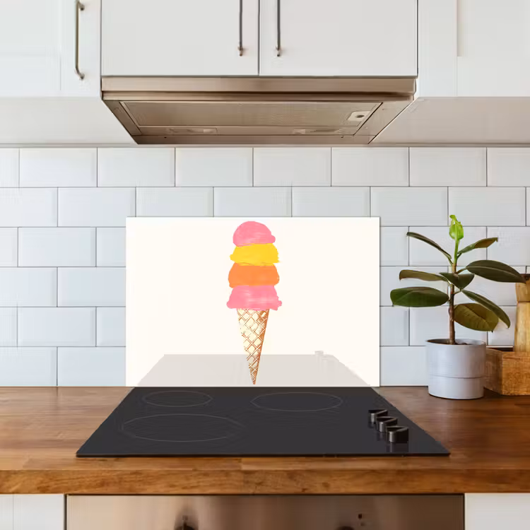 Spritzschutz Küche - Schaufel Eiscreme - Hörner - Illustration - Minimalistisch — 3