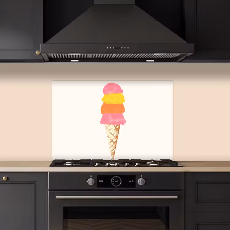 Spritzschutz Küche - Schaufel Eiscreme - Hörner - Illustration - Minimalistisch — 5