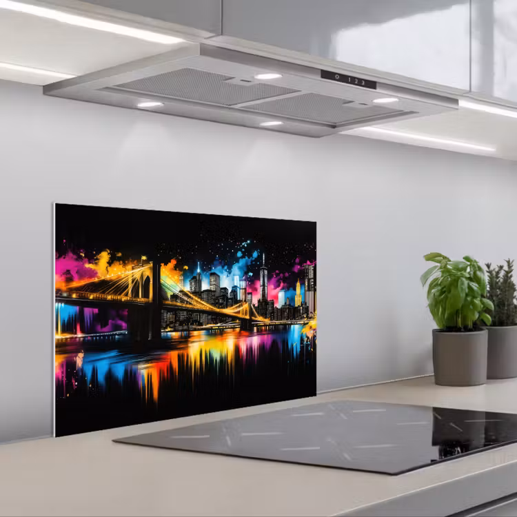 Spritzschutz Küche - Skyline - Brücke - Beleuchtung - Farben — 1