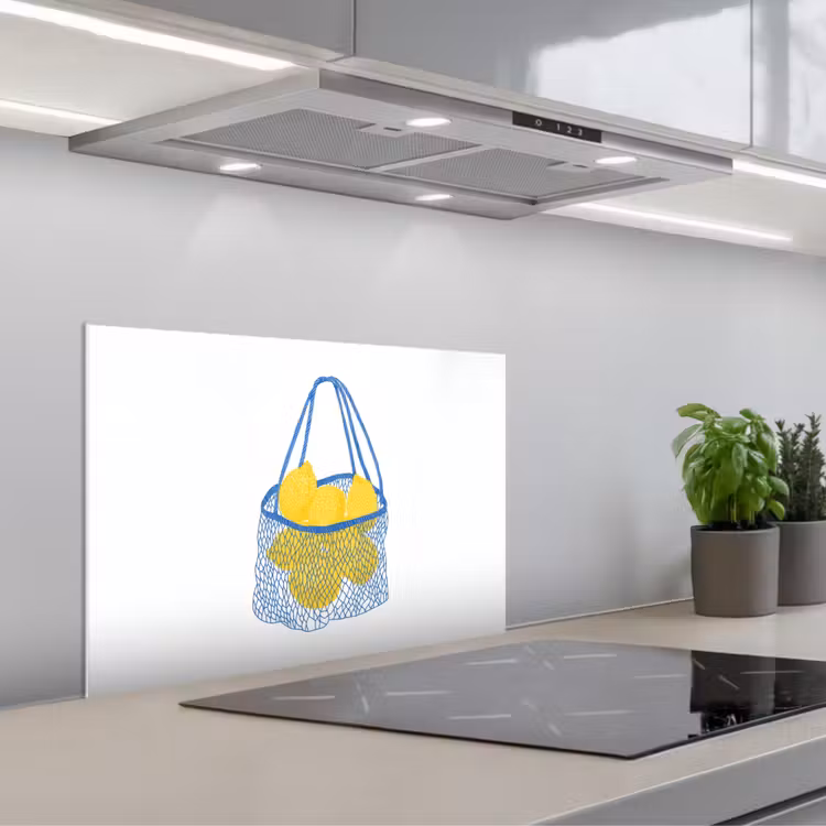 Spritzschutz Küche - Tasche - Blau - Zitronen - Illustration — 1