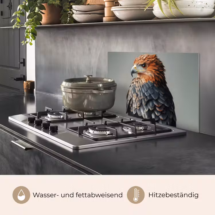 Spritzschutz Küche - Vogel - Realistisch - Federn - Braun — 2