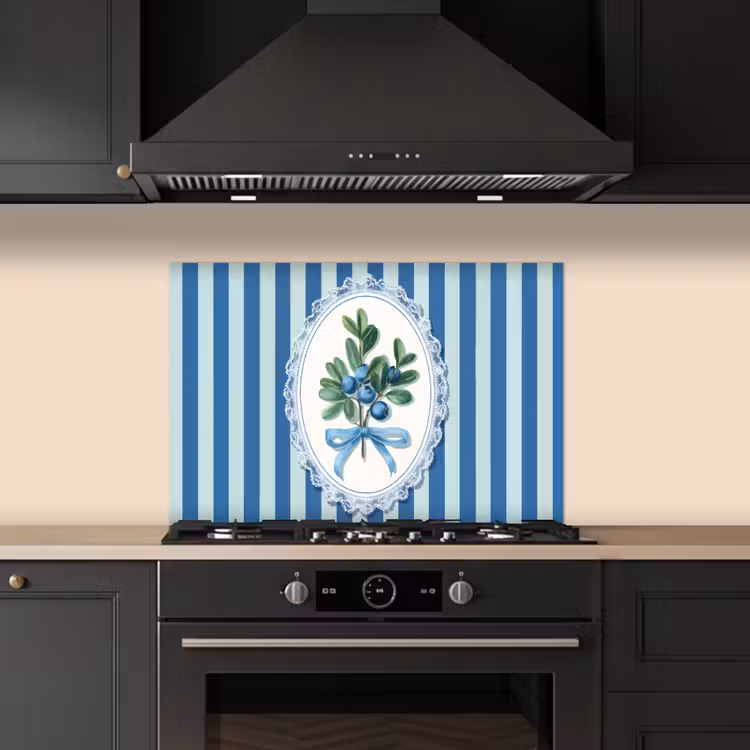 Spritzschutz Küche - Illustration - Beeren - Blau - Streifen — 5