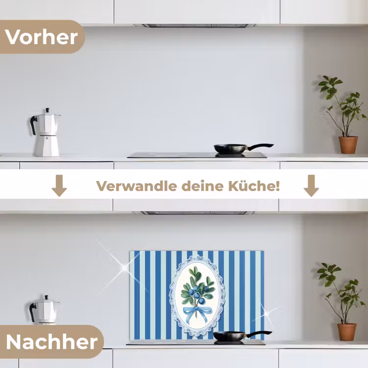 Spritzschutz Küche - Illustration - Beeren - Blau - Streifen — 7