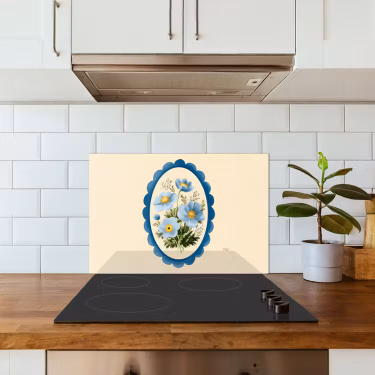 Spritzschutz Küche - Liste - Blumen - Hellblau - Illustration — 3