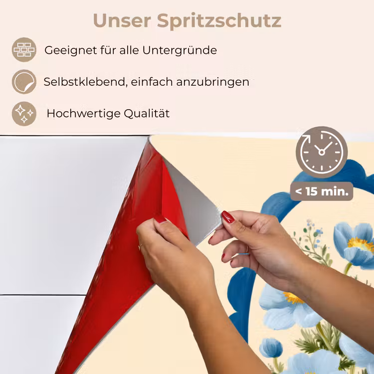 Spritzschutz Küche - Liste - Blumen - Hellblau - Illustration — 4