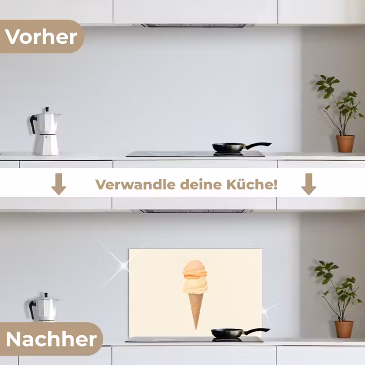 Spritzschutz Küche - Minimalist - Schaufel Eiscreme - Horn - Beige — 7