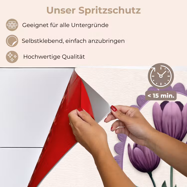 Spritzschutz Küche - Tulpen - Lila - Liste - Blätter — 4