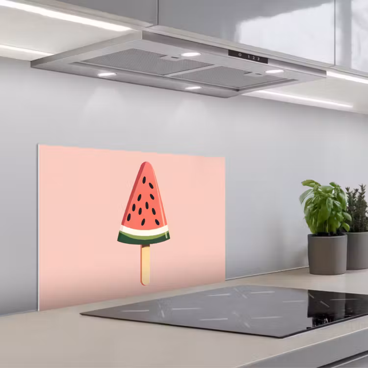 Spritzschutz Küche - Wassermelone - Eiscreme - Kerne - Rot — 1