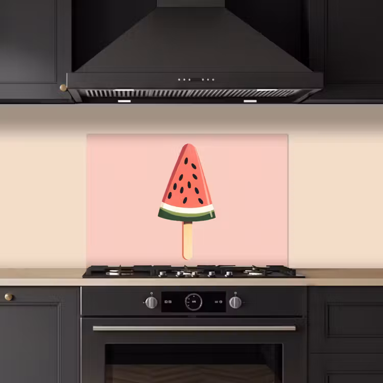 Spritzschutz Küche - Wassermelone - Eiscreme - Kerne - Rot — 5